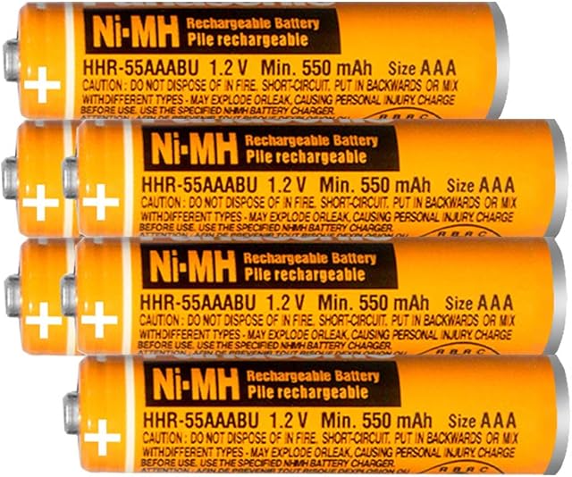 6 Pack HHR-55AAABU NI-MH Rechargeable Batteries for Panasonic 550mAh 1.2V AAA Battery for Cordless Phones