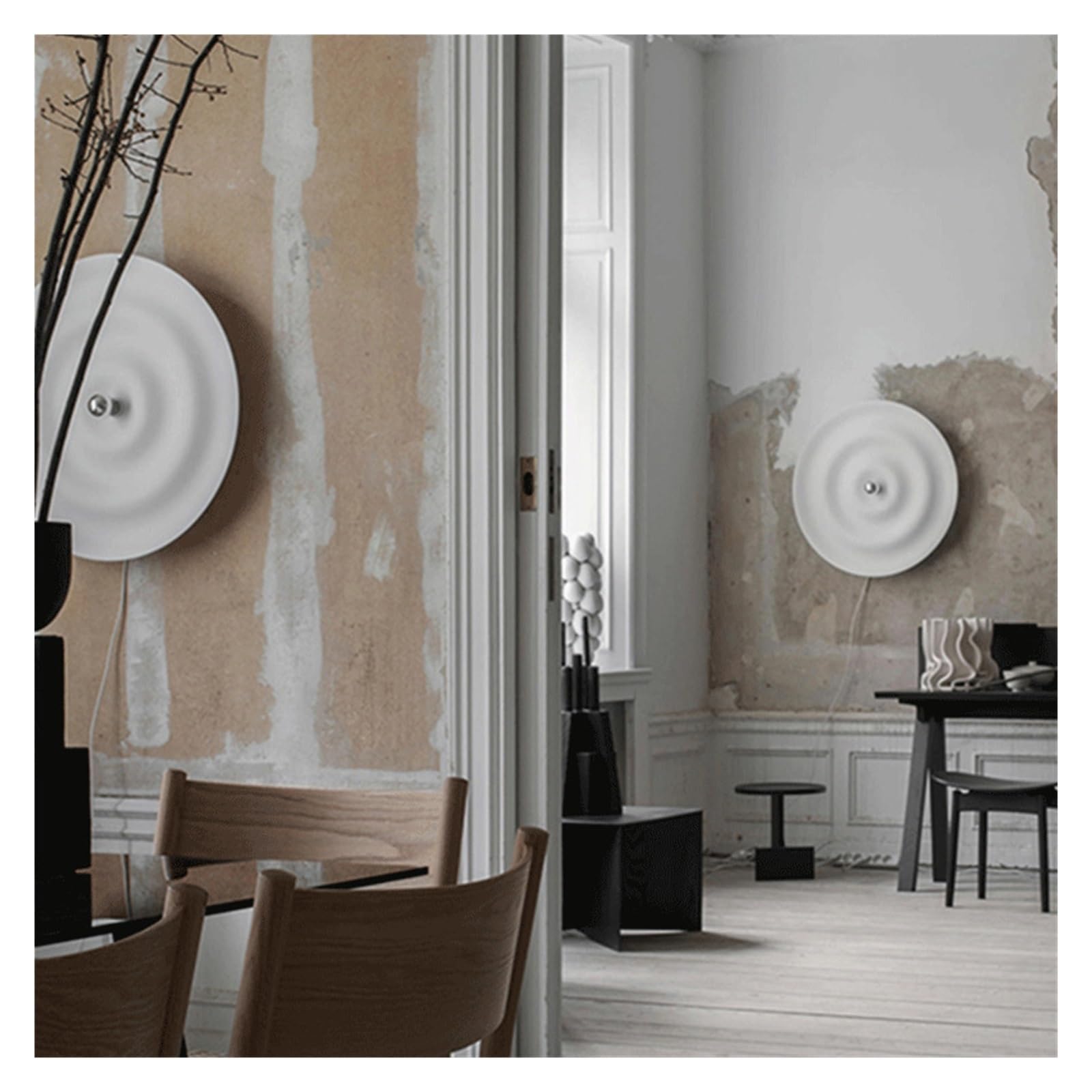 Nordycki Minimalistyczny Wystrój Domu Luksusowy Kinkiet Do Willi Dekoracja Salonu Oświetlenie Nocne Sypialni Biała Lampa Ścienna LED Jasne śWiatłA(Warm White,Diameter 60cm)