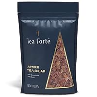 Vista 1 de Tea Forte Cristales de azúcar de remolacha de tono ámbar natural para té y café, se disuelven rápidamente, veganos y sin OMG, bolsa resellable de 2