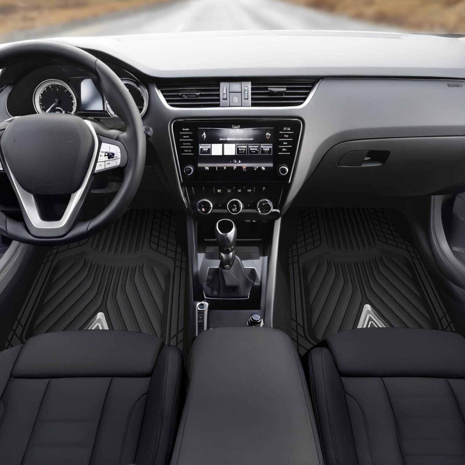 August Auto Heavy Duty Rubber Floor Mats Durable All Weather Black with Silver Aluminum Car Mats with Deep — view 4