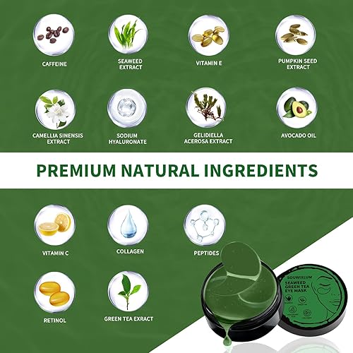 Miniatura 3 de Parches para debajo de los ojos para ojos hinchados, 70 unidades, máscara de ojos de algas marinas para ojeras e hinchazón, parches de máscara