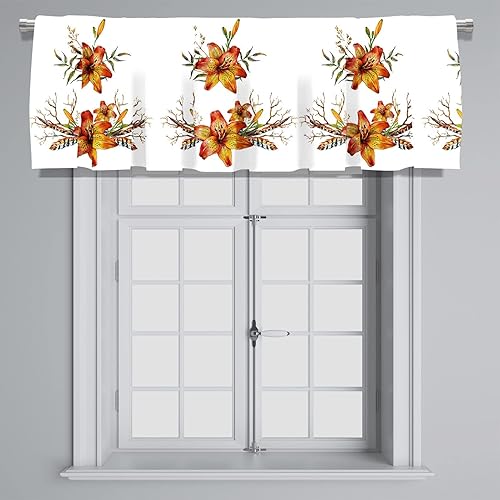 Miniatura 3 de Ramo de lirio de tigre en acuarela con bolsillo para cortinero de plumas, cenefa corta para cortina de ventana para decoración de cocina,