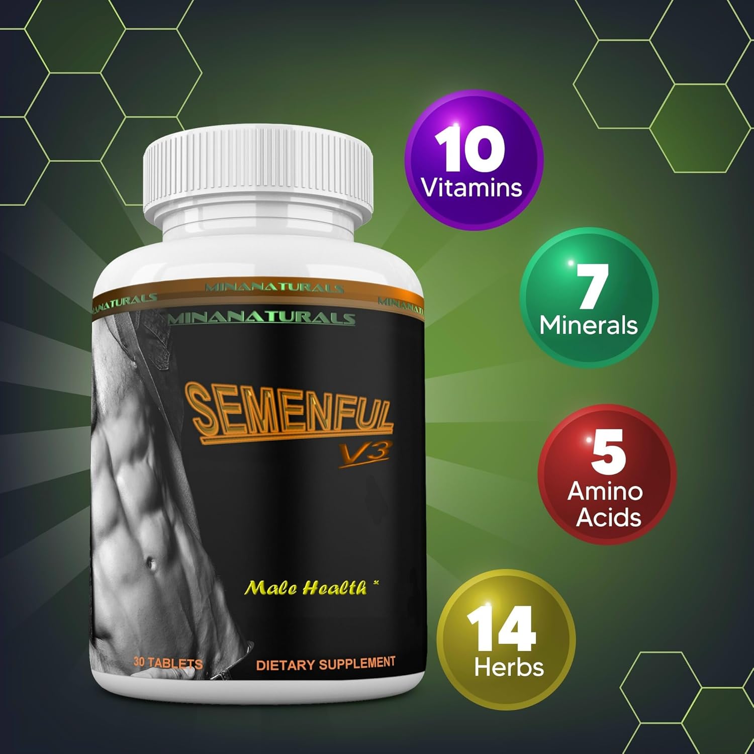 SEMENFUL-V3 Semen Volumizer. Climax Enhancer for Male and Female. Cum Volume Enhancement. Helps Increase Sperm Volume to Achieve Extreme Arousals. 30 Tablets
