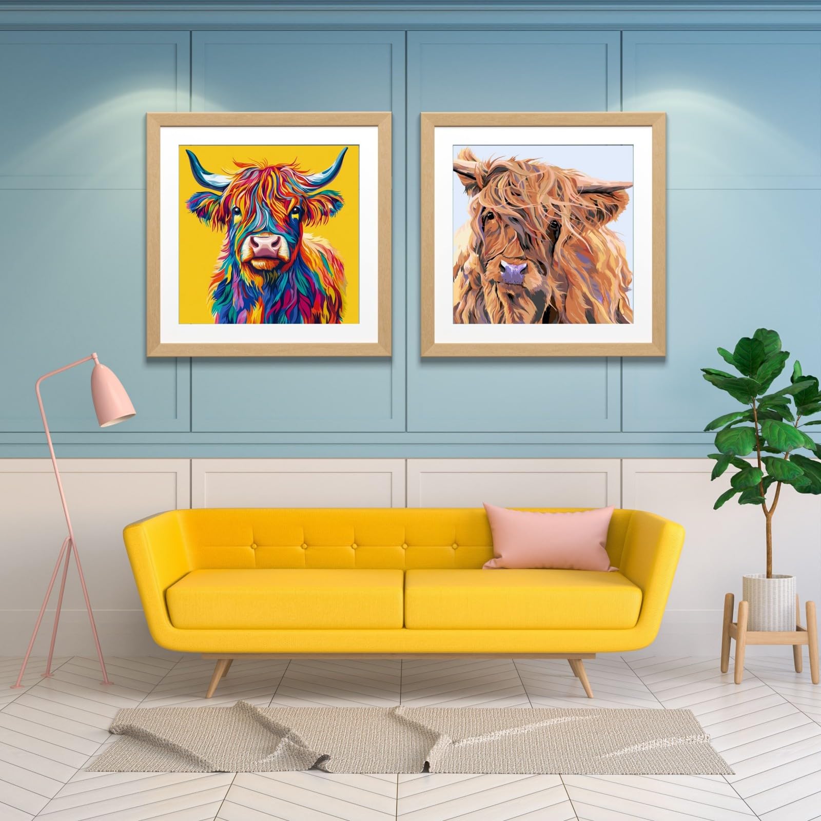 HKLIOPU Highland Cow Diamond Art Kits Adults,5D Diamond Painting Kits for Adults,Full Drill Gem Art Kits DIY Kids and Crafts Home Decor 12x12 Inch - Image 3