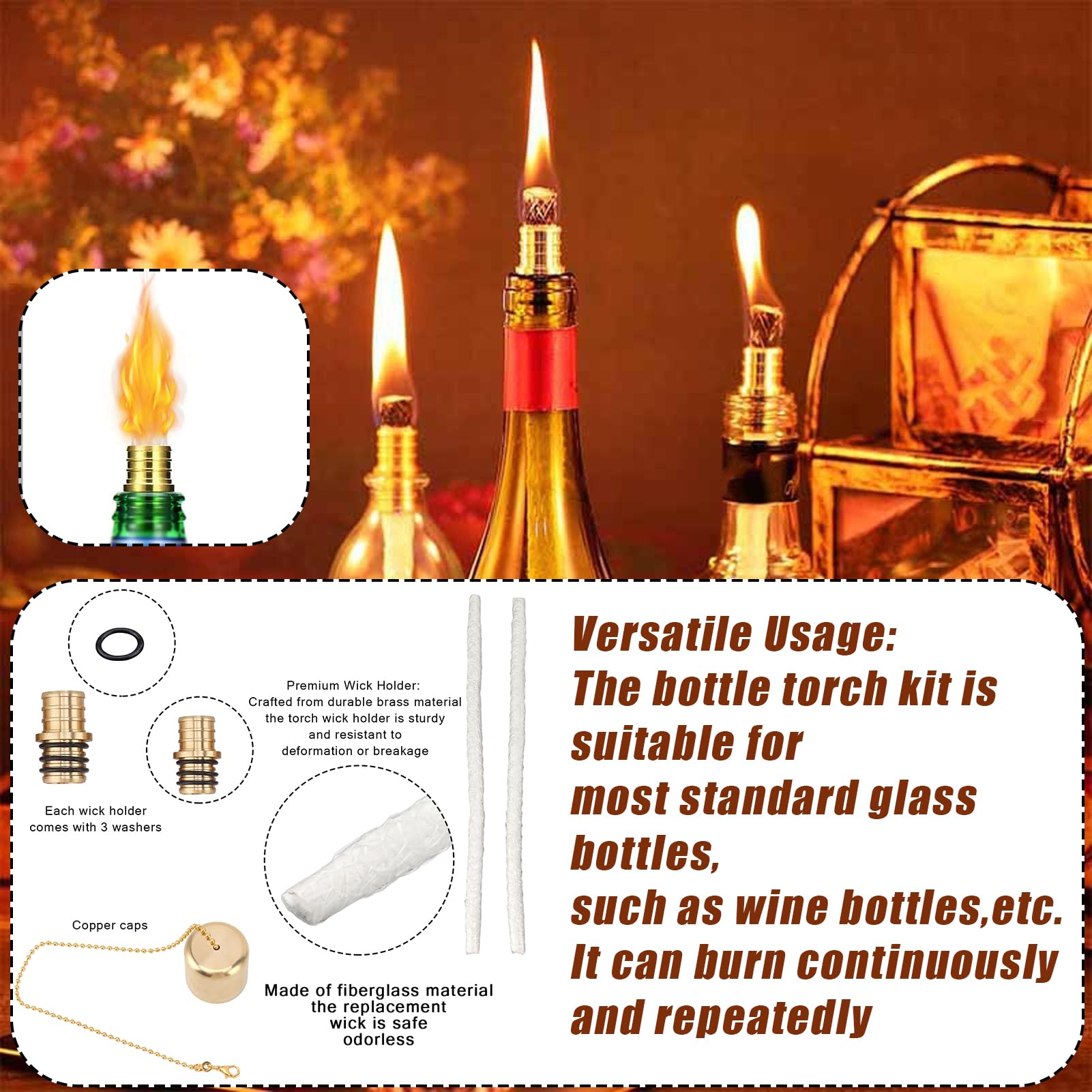 8 Packs of Brass Long Life Wine Bottle Lights Cork Fairy Lights for Wine Bottles with Lighting cores Suitable for Home and Outdoor use