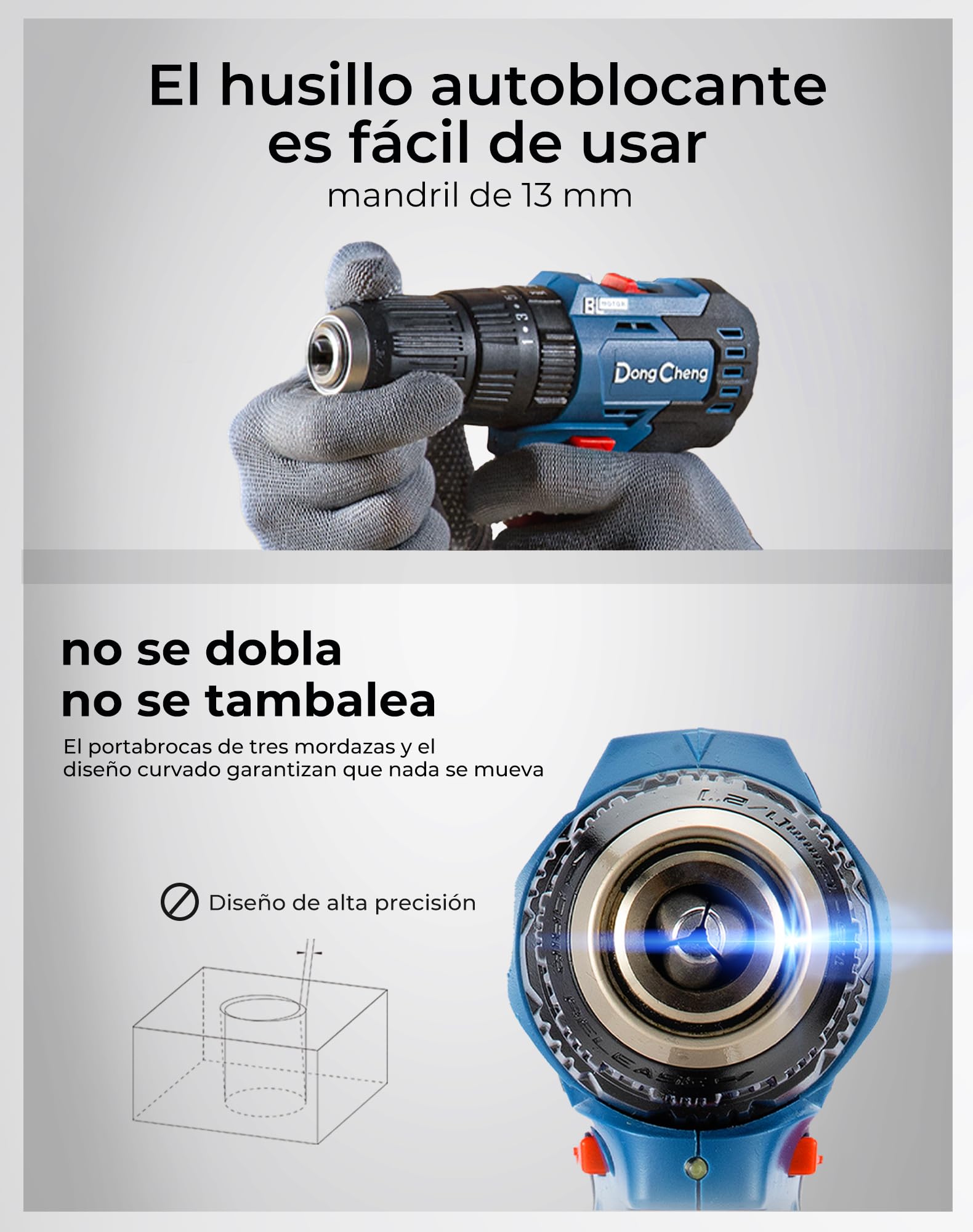 Dong Cheng Taladro Percutor a Bateria 20V 50Nm, taladro atornillador batería con 2x2.0Ah baterías, 20+3 Ajuste Par, Motore senza spazzole, 13mm Portabrocas Metálica, 2 velocidades