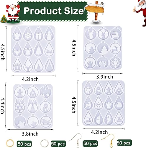 Miniatura 10 de Juego de 232 moldes de silicona de resina para aretes de Halloween con calabaza, murciélago, bruja, telaraña, fantasma, moldes con gancho para