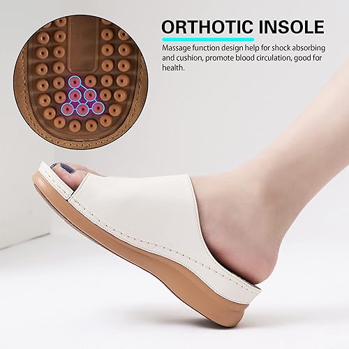 Miniatura 4 de Aomigoct Sandals for Women Wedge Shoes Comfortable Orthopedic Sandals Womens Dressy Summer Flip Flops Casual Walking Wedges