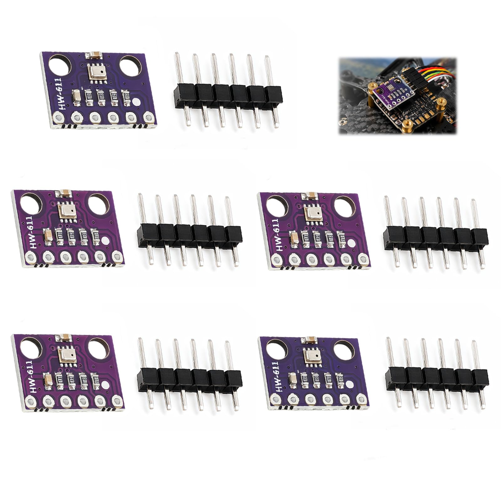 5 Stück BME280 Sensor Modul 3,3V I2C, Atmosphärendrucksensor SPI Breakout Luftdruck Temperatur Feuchtigkeit Kompatibel mit Raspberry Pi Sensoren DIY Wetterstation Smart Home IoT Höhenmessung Raumklima