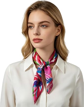 100% Mulberry Silk 21 Square Scarf for Women,Luxury Fashion Bandana, Lightweight Head Wrap & Neck Scarf Accessory
