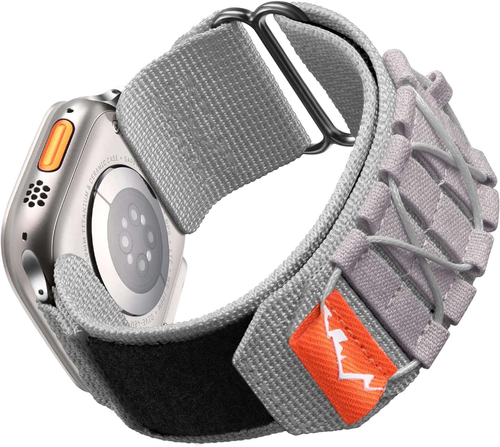 Upeak Compatible with Apple Watch 49mm 45mm 44mm 42mm Nylon Strap, Sport Writsband Nylon Braided Loop Band for iWatch Ultra 1/2/Series 9 8 7 6 5 4 3 2 1 SE, S - Grey