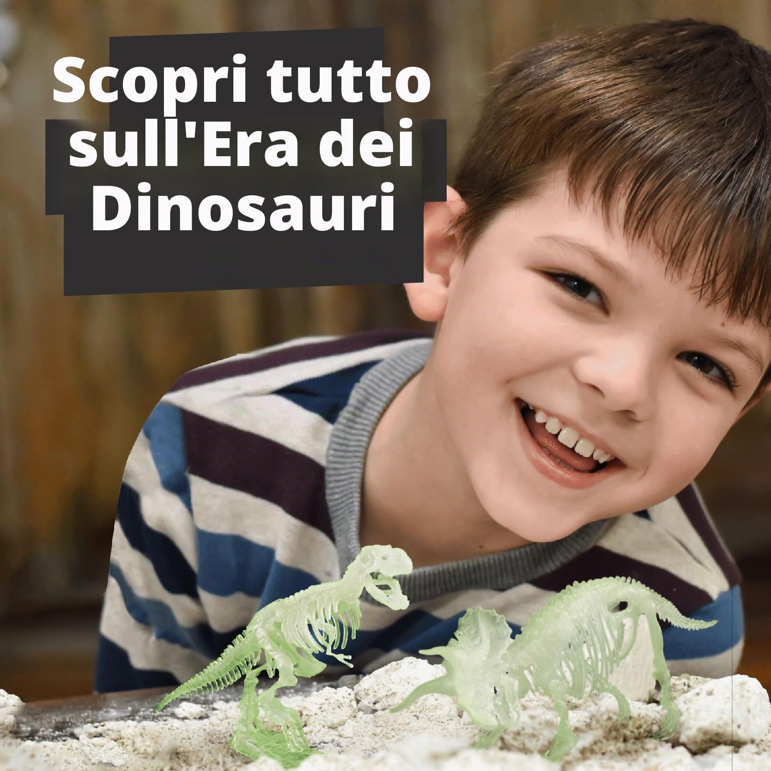 Science4you Kit Dinosauri 2 in 1 - Fossili da Scavare che si Illuminan al Buio di 2 Dinosauri: T Rex e Triceratopo, Scheletro Dinosauro, Giocattoli per Bambini 6 7 8 9+ Anni