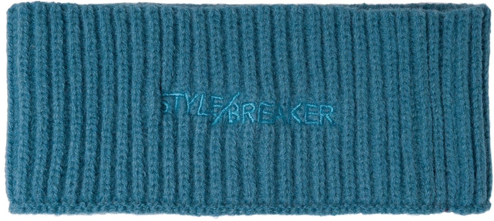 styleBREAKER Women's Knitted Headband with Ribbed Pattern, Logo Embroidery, Warm Winter Hairband, Headband 04026068, Colour:Blue - Image 3