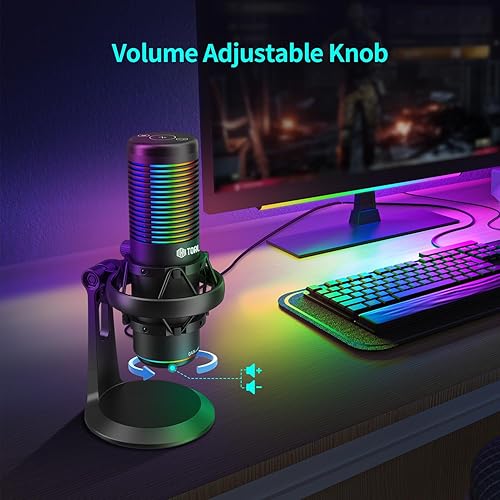 Miniatura 5 de TOALLIN CM20P - Micrófono de condensador USB RGB para juegos, transmisión, conferencias, podcasts, grabación, cancelación de ruido y volumen