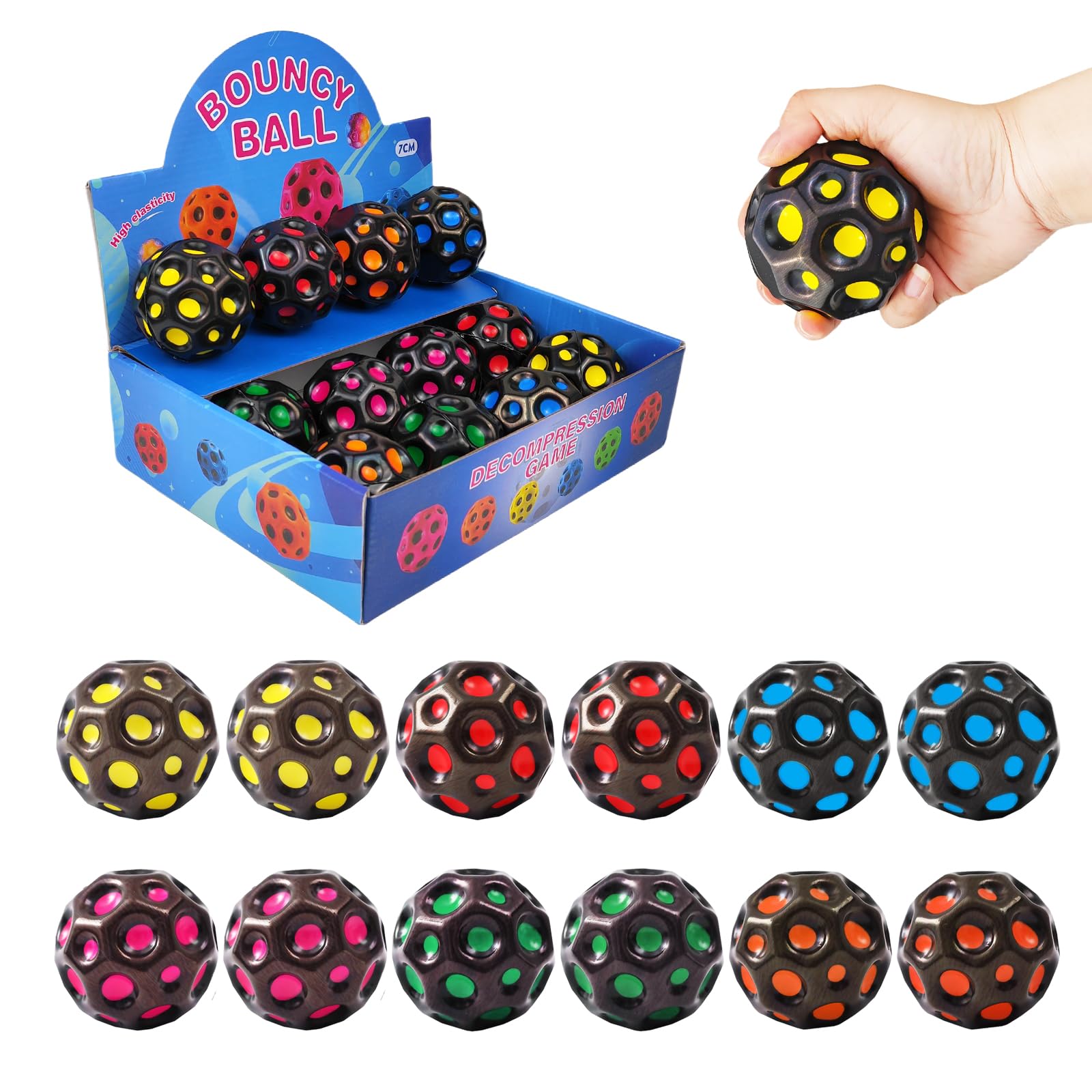 ZHEBAG Bouncy Ball, Colorful Big Super Bouncy Astro Balls, Extreme High Bouncing Balls for Kids,Fun Kids Lightweight Foam Jump Balls for Outside, Improve Hand Eye Coordination Ability