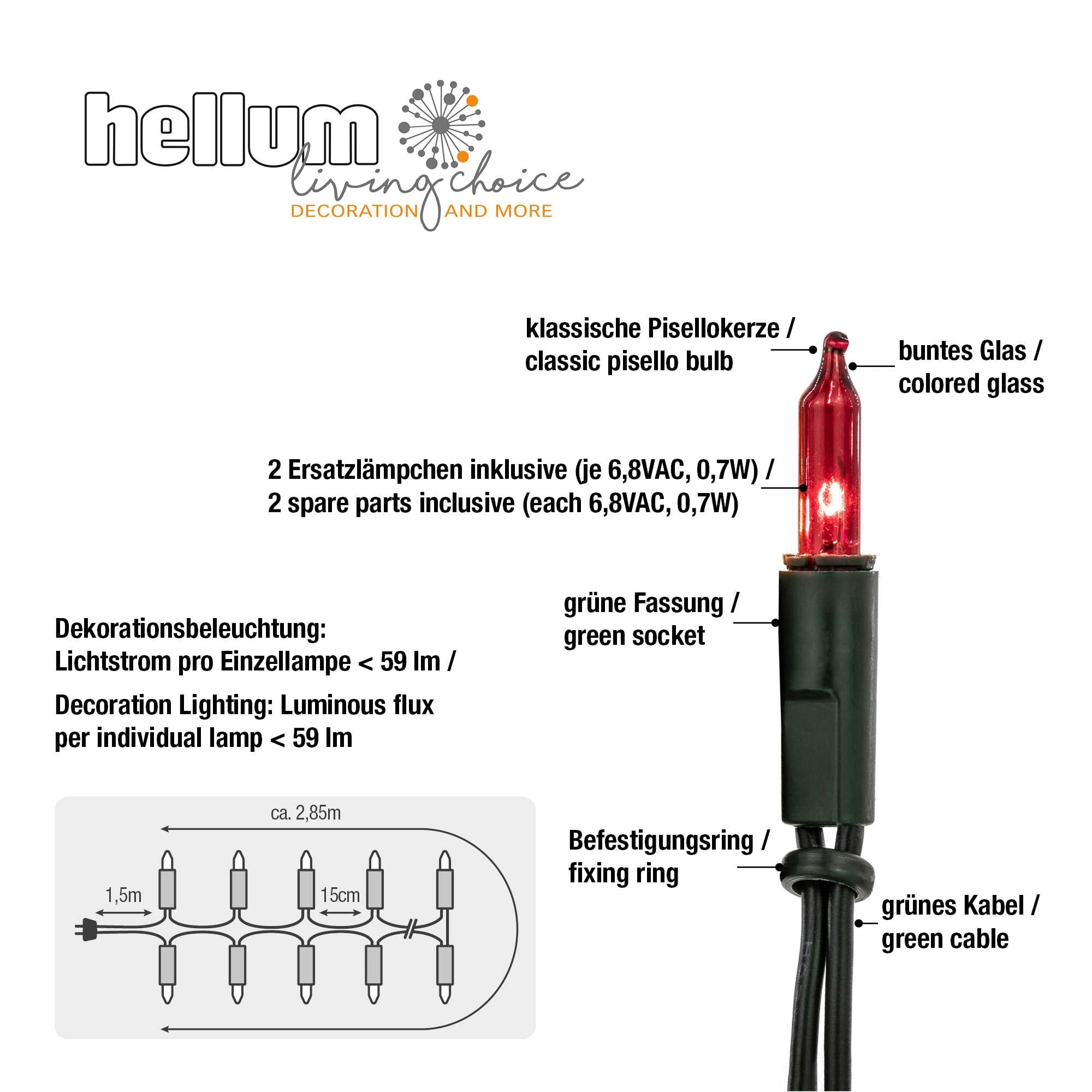 Hellum luci da fata per interni, mini luci da fata 20 lampadine di ricambio colorate, illuminate 2,85 m, cavo verde luci da fata 20 luci con spina per Natale 832075