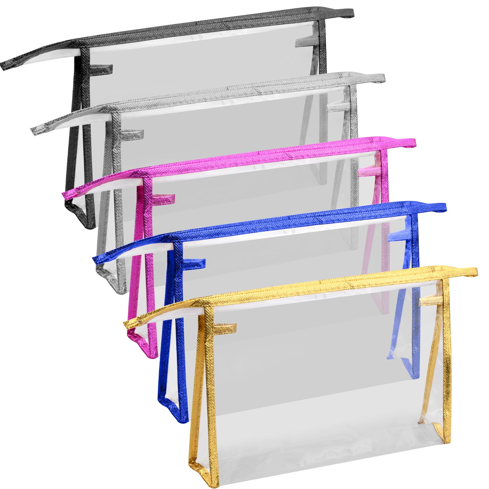 5 sztuk toreb do makijażu PVC, 24 x 15,5 x 6 cm PVC zapinana na zamek torba kosmetyczna przezroczysta kosmetyczka przezroczysta kosmetyczka do transportu płynów dla kobiet mężczyzn,