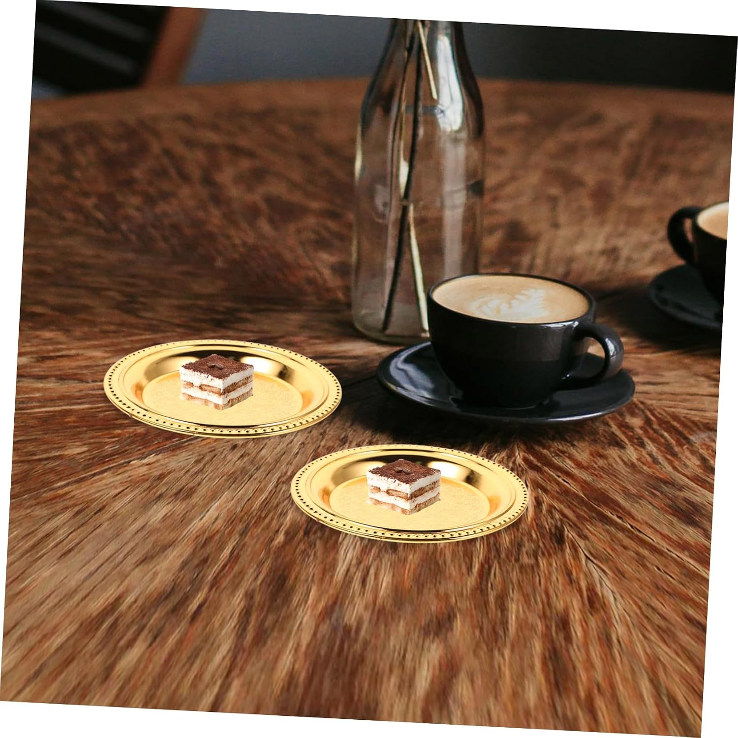 INOOMP 4Pcs Round Serving Tray Stainless Steel Platter for Snacks Jewelry Cakes Desserts Elegant Appetizer Dish for Tea Parties Social Gatherings