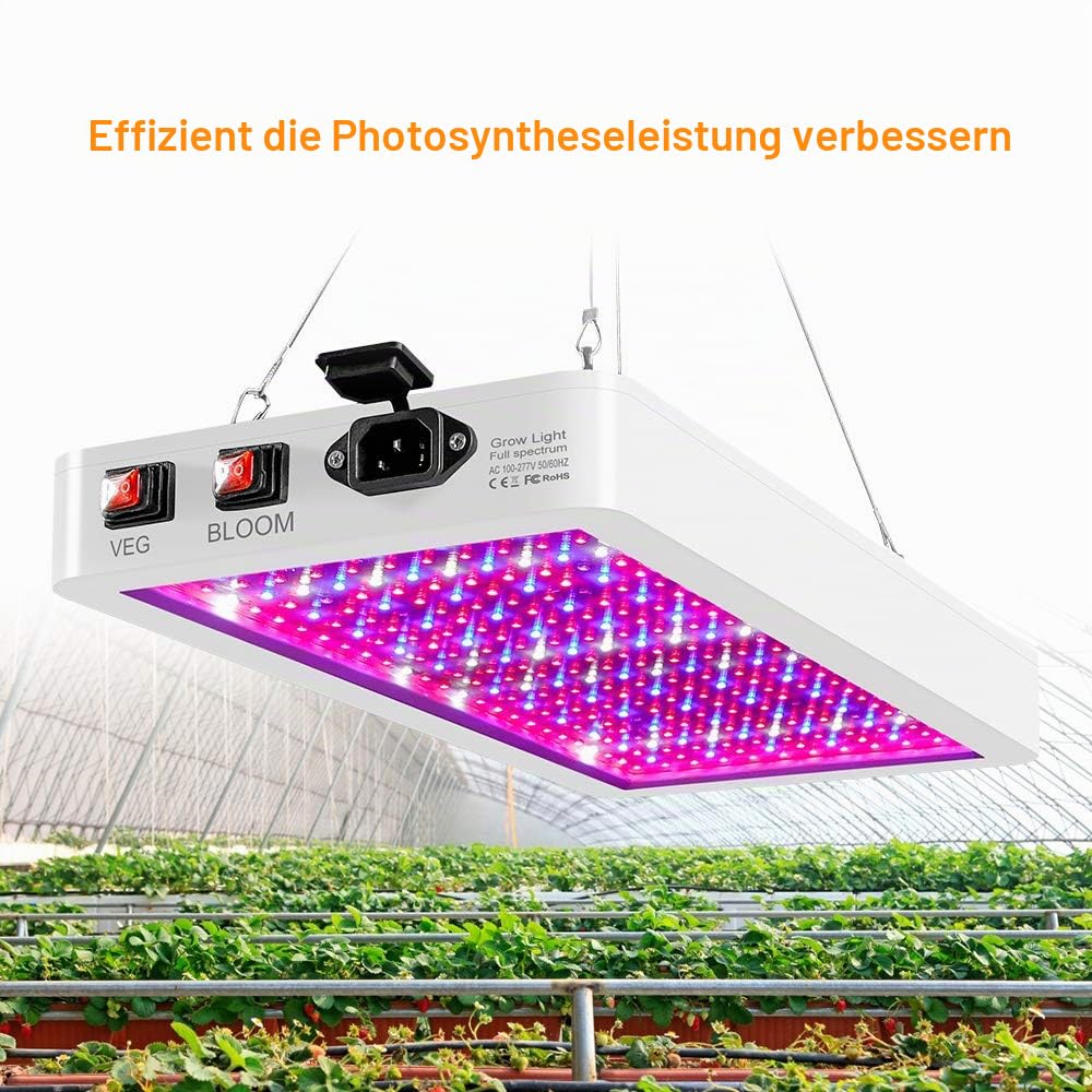 1000W LED Grow Light für Zimmerpflanzen 216 LEDs Full Spectrum Veg und Bloom Dual Switch IP65 wasserdichte Hängepflanzen-Wachstumslampen für Sämlinge Blumen Gewächshaus