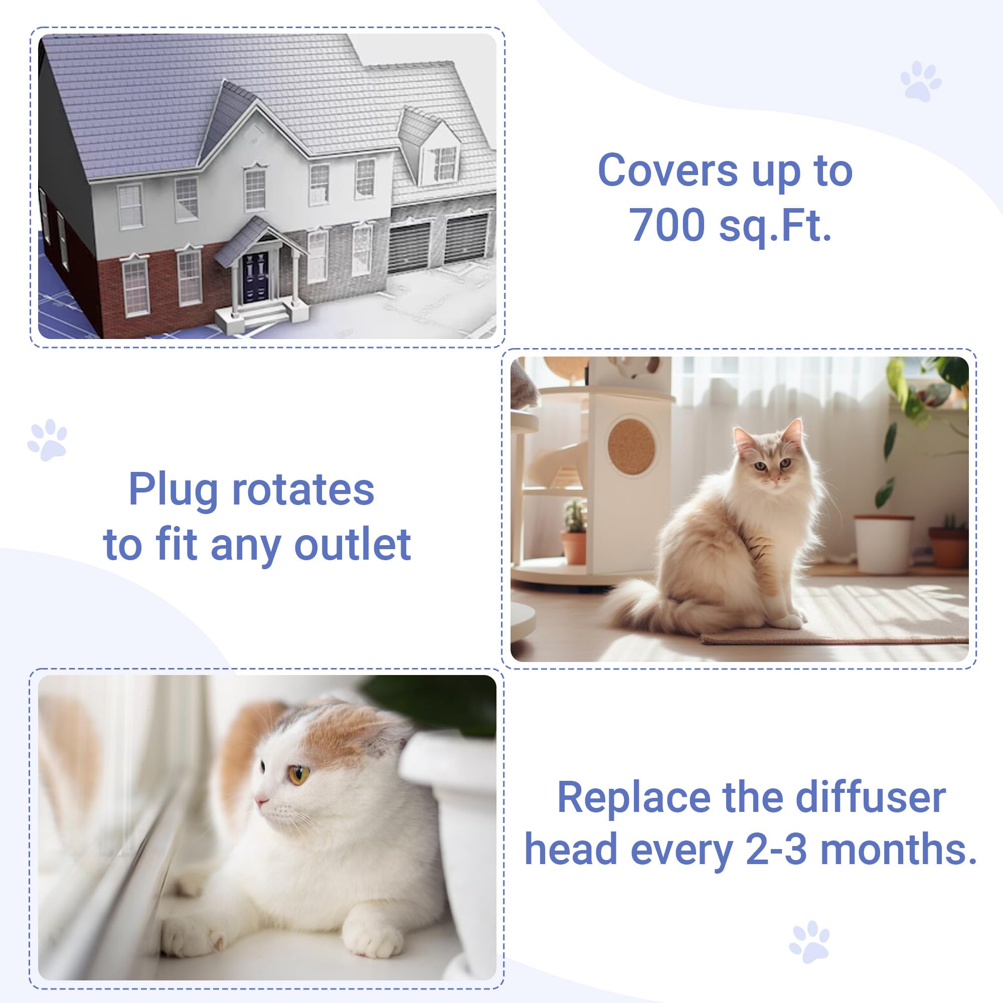 Cat Calming Diffuser Kit (1 Diffuser + 3 Refills, 48ml Each) Cat Pheromones Calming Diffuser for Multi-Cat Conflict, Urine Marking & Scratching - image 6