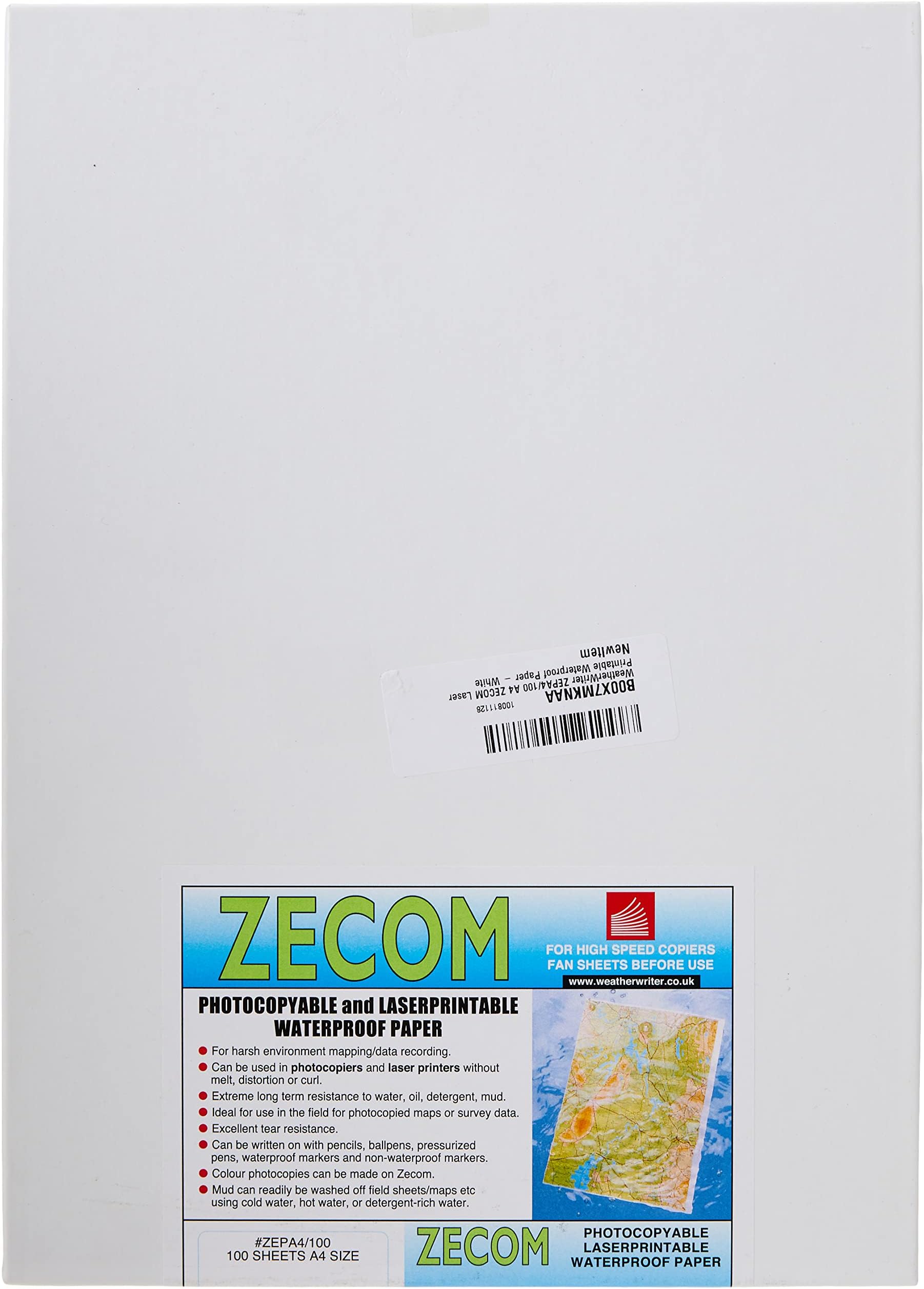 A4 Zecom | Waterproof Laser Printable Paper | 100 Sheets | A4, 165 GSM Thickness | Office laser Printer | White Office Paper