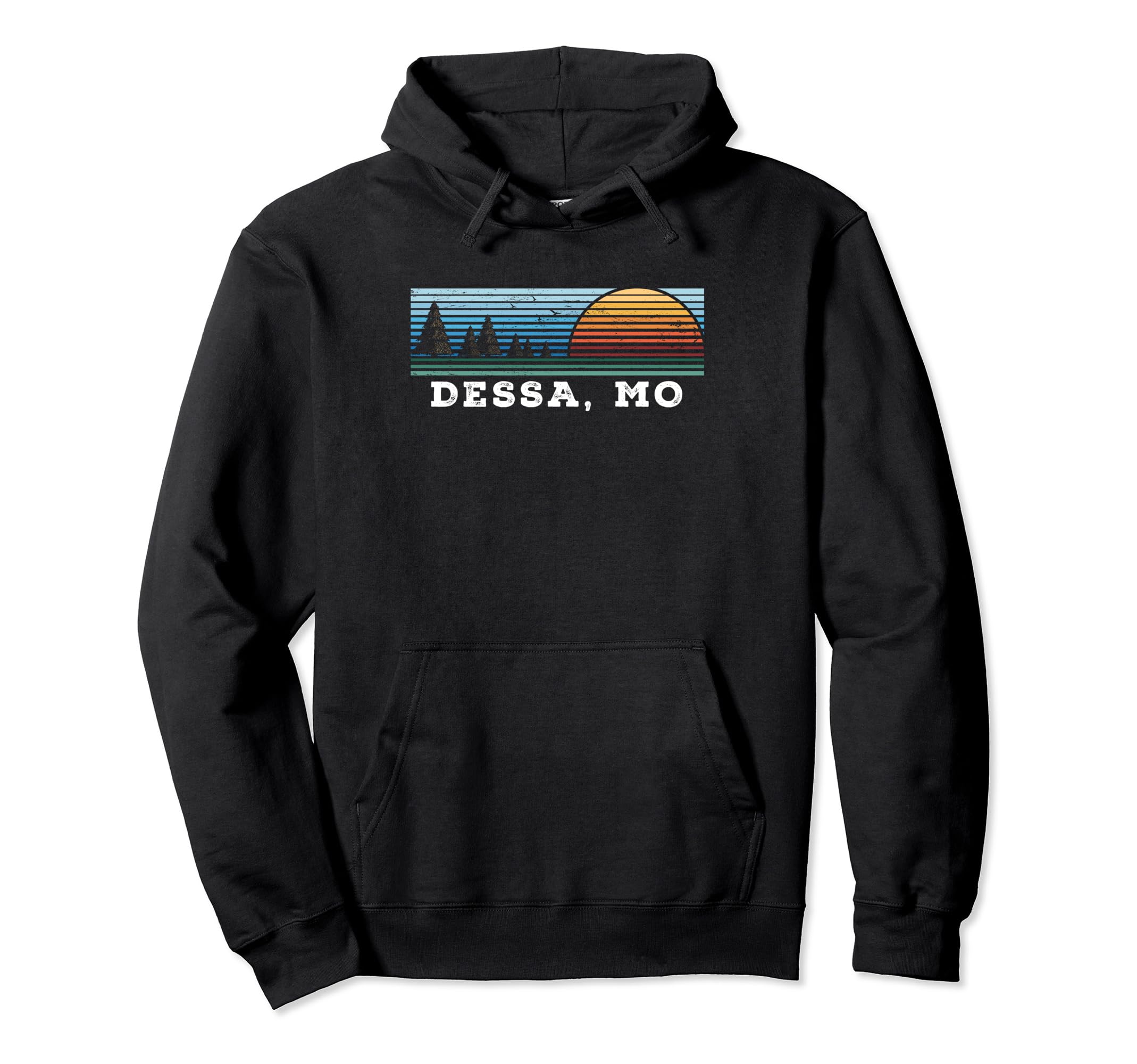 Vintage Sunset Dessa, MO SouvenirRetro Sunset Stripes Dessa, Missouri Pullover Hoodie