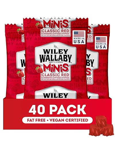 Miniatura 8 de Bolas de regaliz mini Wiley Wallaby 0.5 onzas, regaliz rojo clásico australiano suave y masticable gourmet, bolsas de caramelo, paquete de 80