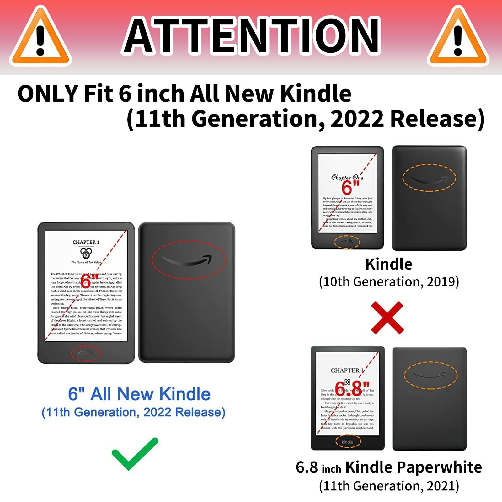 TQQ Étui Pour 6 Pouces Kindle 11e Génération 2024 Et 2022, Coque Arrière Fine Et Souple