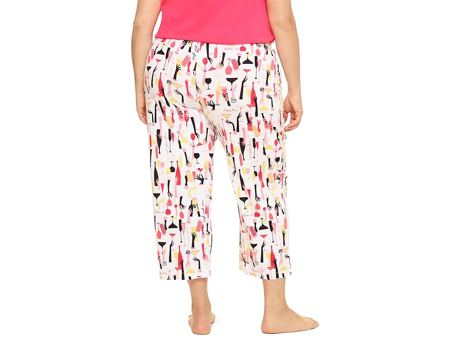 Hue Plus Size Raise Ur Glass Capri Pj Pants (White) Women's Pajama