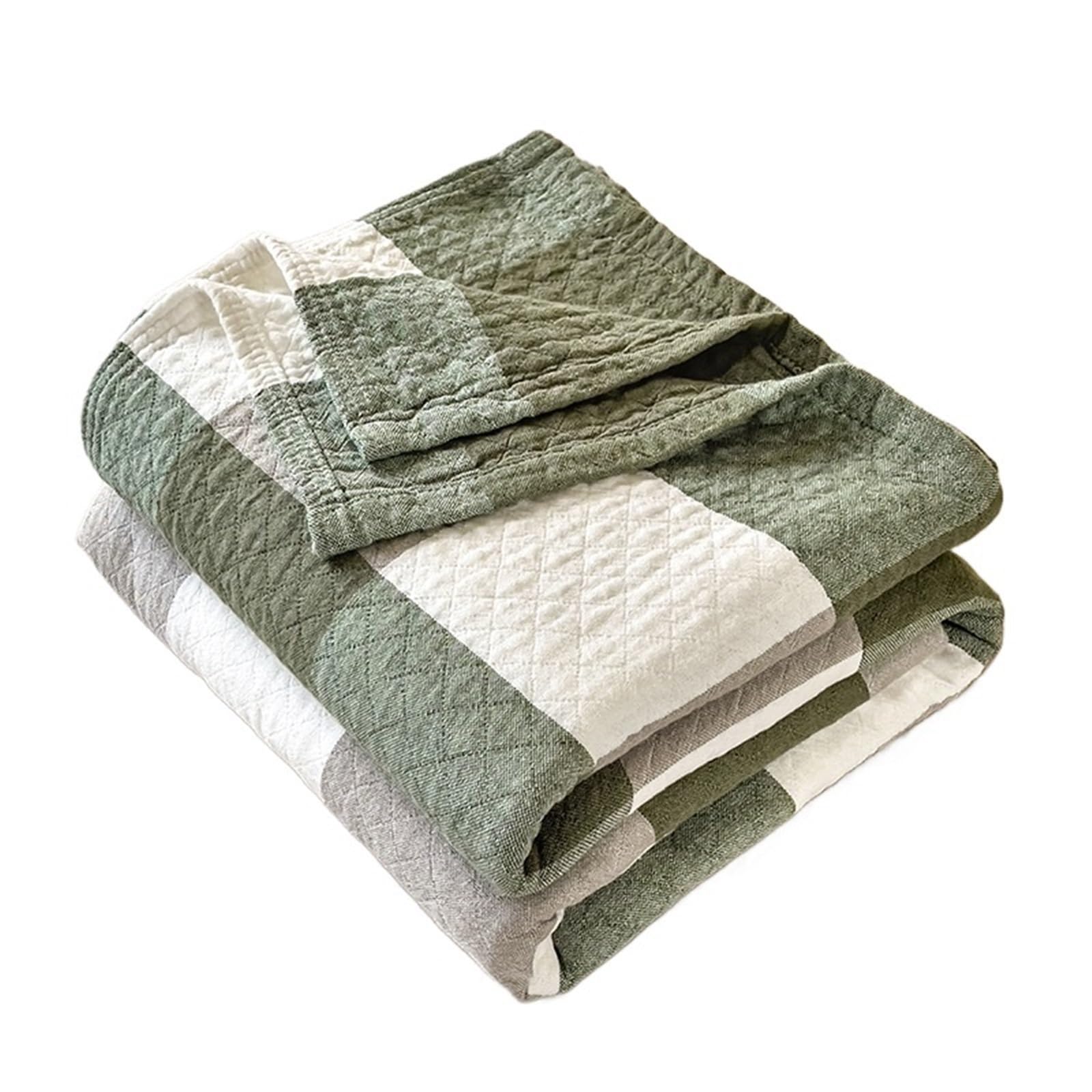 BAYNOPURIN Sofa Blanket Washed Cotton Towel Quilt - 3-Layer Gauze Thin Summer Cooling Blanket for Office Nap Sofa Throw