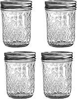 Vista 1 de Tarro Mason de boca regular de 8 onzas (paquete de 4) Tarros de masón de boca regular con tapas herméticas y bandas para enlatar, fermentar