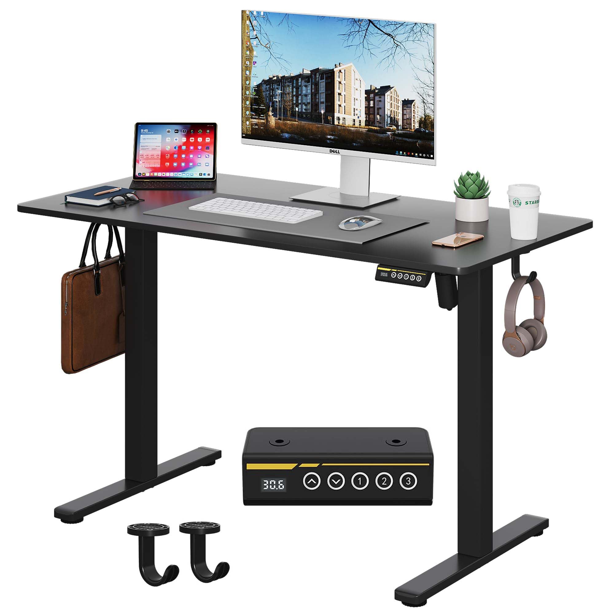 Gamork Electric Standing Desk,40x24 Inches Adjustable Height Stand up Desk, Sit Stand Home Office Desk with Splice Board, 3 Preset Heights,Equipped
