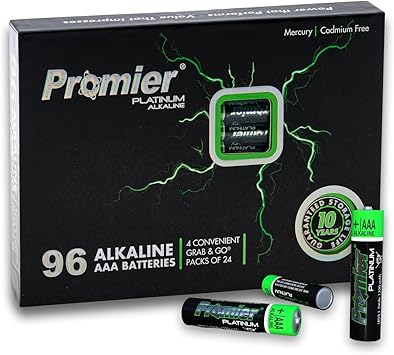 Promier 96-Count Ultra Long-Lasting AAA Batteries, 1.5 Volt Alkaline for Home and Office, d Storage, Reclosable Packaging