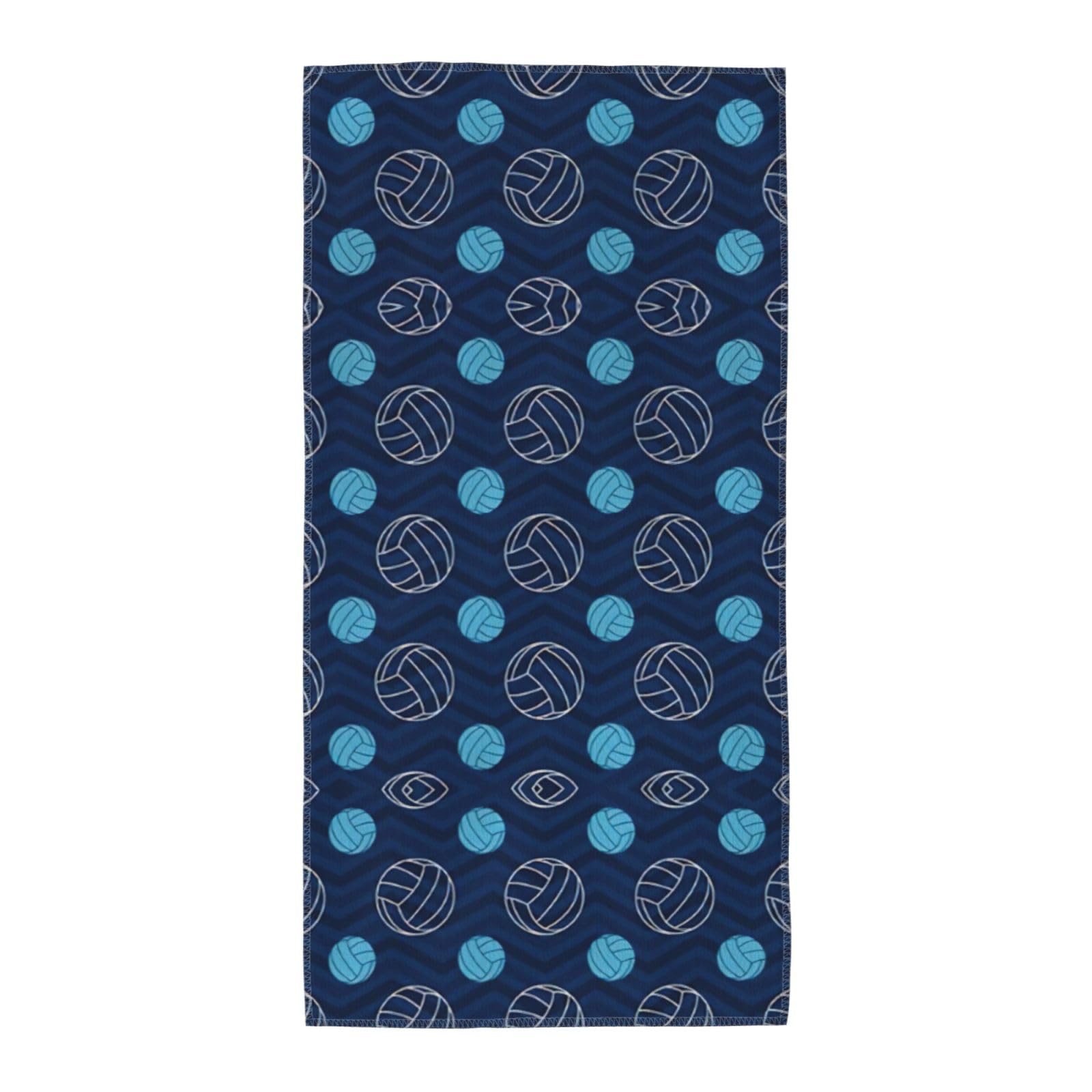 Ottkgga Black Blue Volleyball Long Towel Face Towel Washcloth Quick Dry Highly Absorbent Durable For Gym Travel Swimming