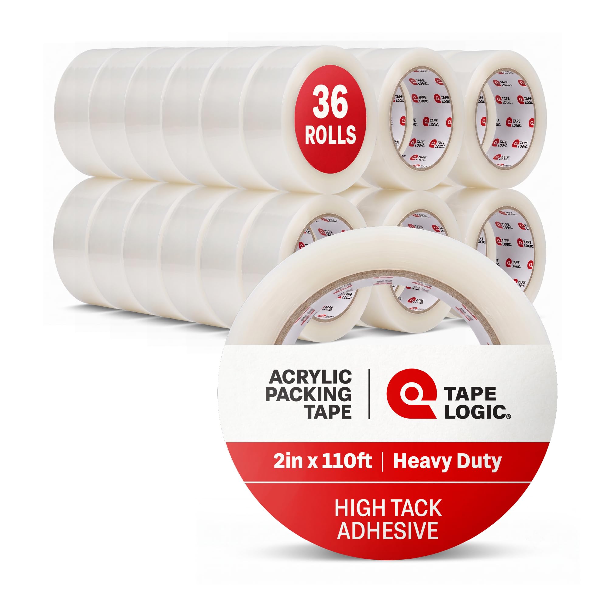 Tape Logic 5,1 cm x 100 m transparentes Acryl-Klebeband, 2,0 mm dick, 36 Rollen für Verpackung, Versand, Umzug, Zuhause und Büro