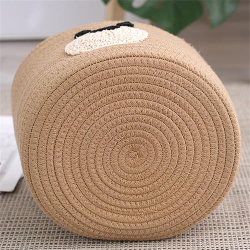 Miniatura 6 de Cesta de lavandería con diseño de oso para lavandería, cesta decorativa para sala de estar, cesta de almacenamiento tejida para juguetes, almohadas,