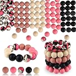ASTARON 100 Pcs Perles en Silicone 15mm pour Fabrication de Porte-Clés, Perles Rondes en Gros Rose Vert Blanc pour Bracelets Bricolage Stylos Décorations Fournitures de Fête