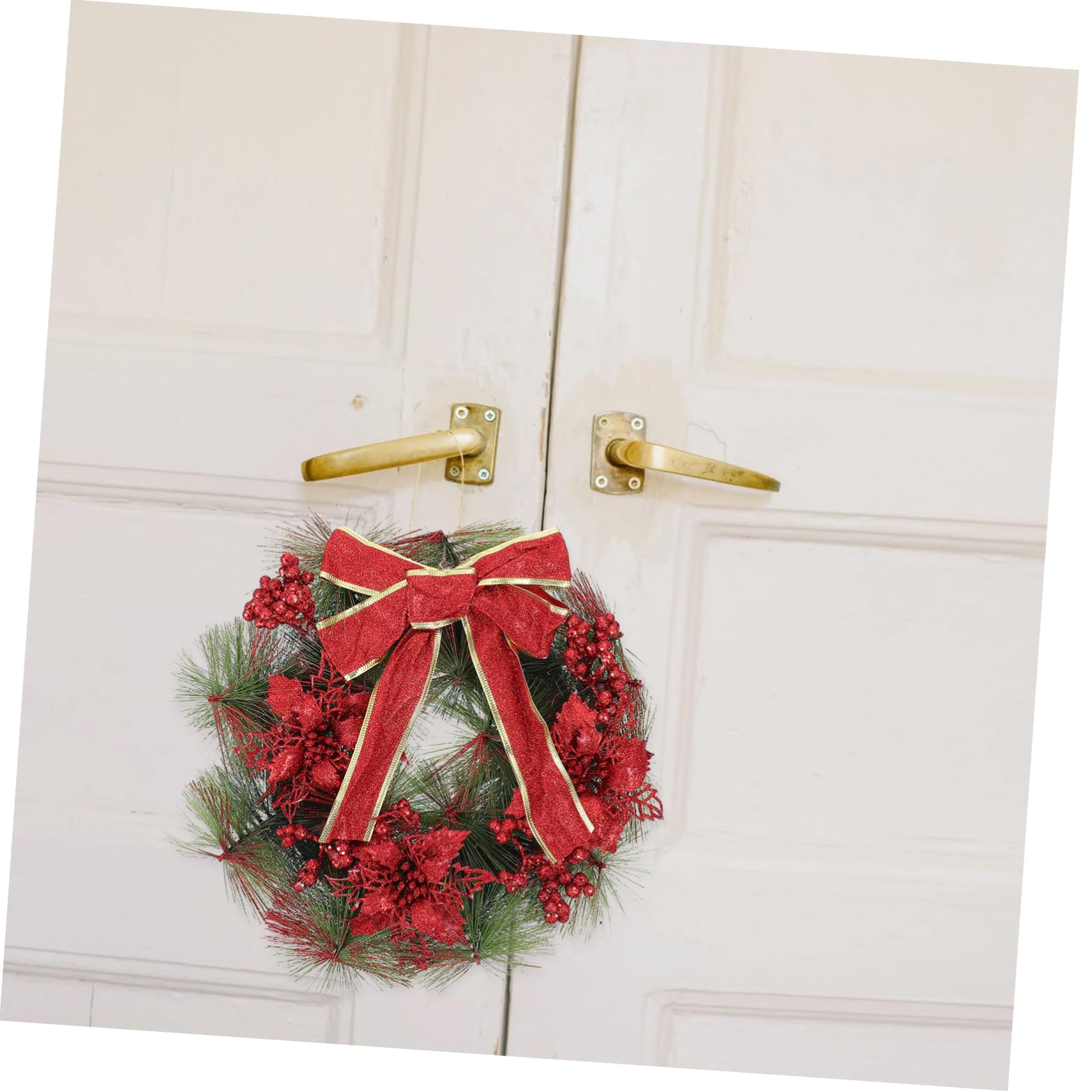 Ciieeo 2 Pièces Guirlande de Noël Decoration Noel Traditionnel Pendentif Noel Fleur Noel Accessoires Photo Noel Guirlande accesoire Noel Ménage Couronne Décoration décorer Plastique Rouge