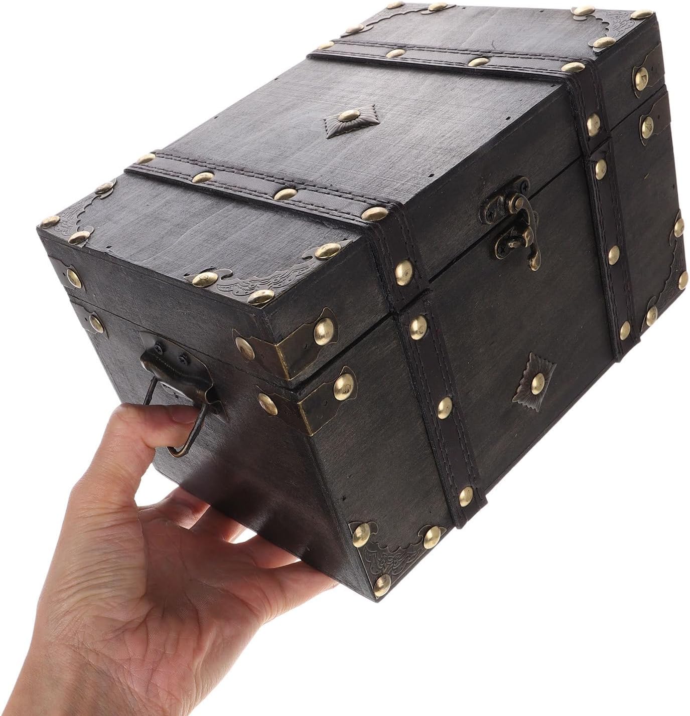 Wooden Treasure Chest Box with Lock for Vintage Jewellery Box Xmas