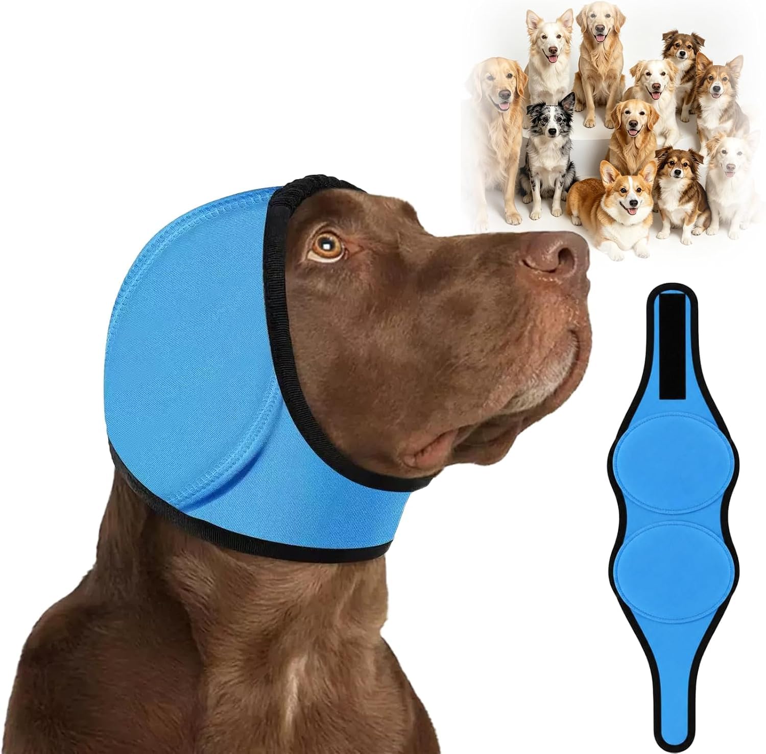 Noise Cancelling Ear Wrap, Dog No Shake Ear Muffs Noise Protection Firework Thunder Vacuum, Comfortable Quiet Dogs Calming Hoodie, Adjustable for Grooming Bathing & Swimming ，B：XL