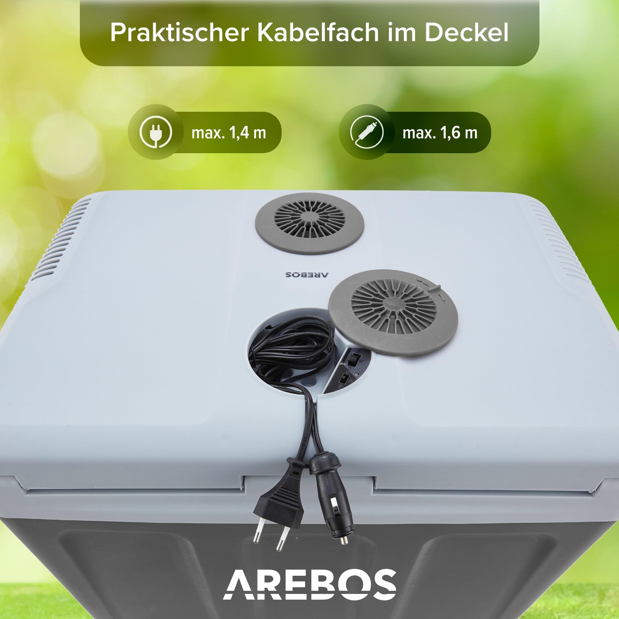 Arebos 40 Liter Kühlbox elektrisch 12/230V ECO Modus Kühlen Warmhalten Mini Kühlschrank