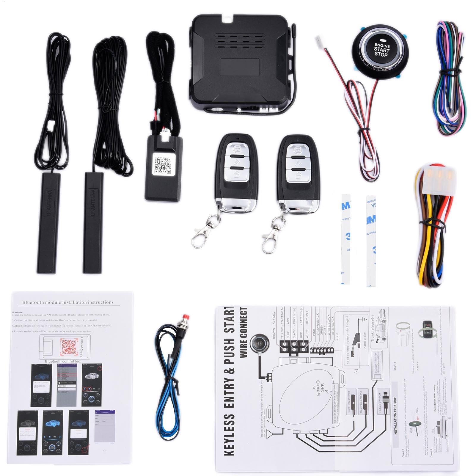 Push Per Iniziare Il Kit Di Accensione | Di Avvio Di Spinta Senza Chiave Passiva, Per Auto Con Pulsante A Pressione Remoto, Allarme Per Auto Di Controllo Del Telefono Cellulare Wireles