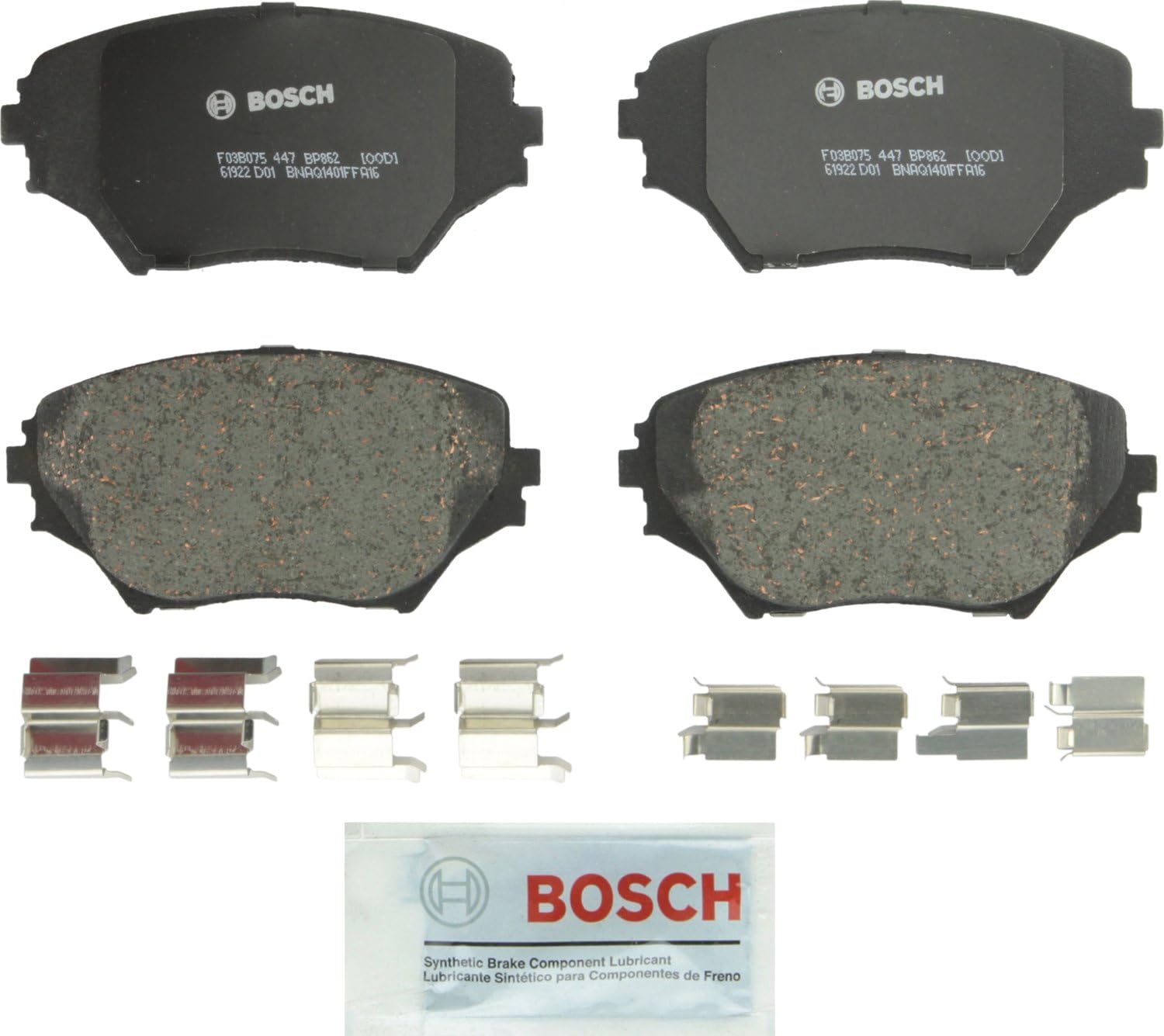 BOSCH BP862 QuietCast Premium Organic Disc Brake Pad Set - Compatible with Select Toyota RAV4; FRONT