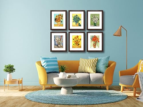 Vista 233 de Juego de 6 portarretratos de 5 x 7 con cristal real para fotos de 4 x 6 con paspartú o 5 x 7 sin paspartú, para pared o mesa, marcos de fotos