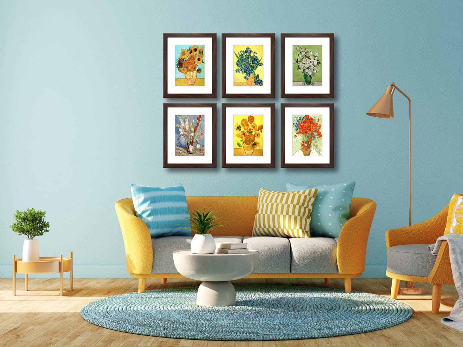 Zestaw 6 ramek na zdjęcia 8 x 10 z prawdziwym szkłem do zdjęć 15 x 18 cm z matą lub 8 x 10 bez maty, galerii ściennej lub stołowej, ramki na zdjęcia, orzech włoski