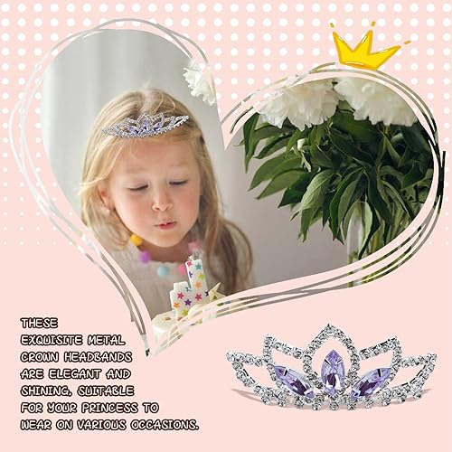 Miniatura 10 de Cinaci Paquete de 5 diademas de metal plateado con diamantes de imitación brillantes y brillantes, coronas para el cabello, tiaras, accesorios para