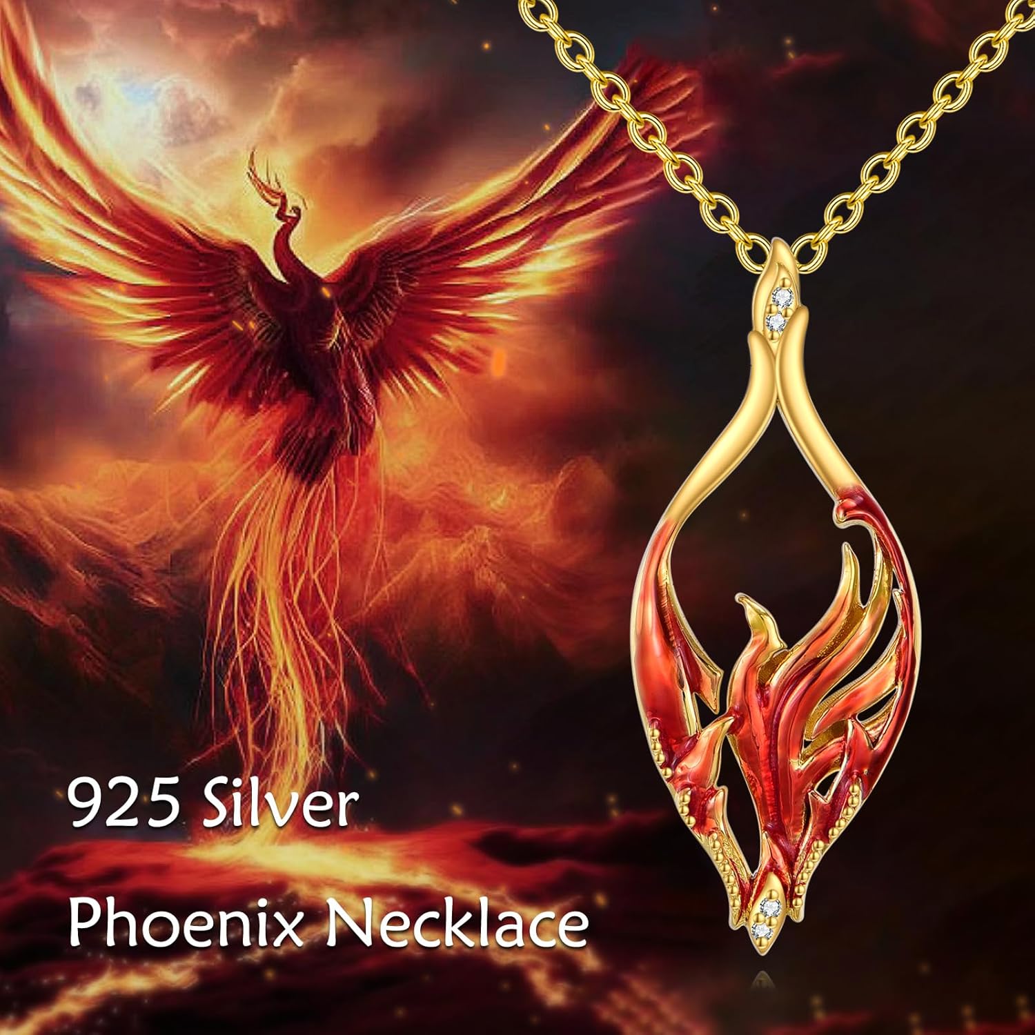 KQF Phoenix Necklace for Women Sterling Silver Rising Phoenix Pendant Necklace Phoenix Rise from the Ashes Jewelry Mother'S Day Gifts for Mom Girls - Image 6