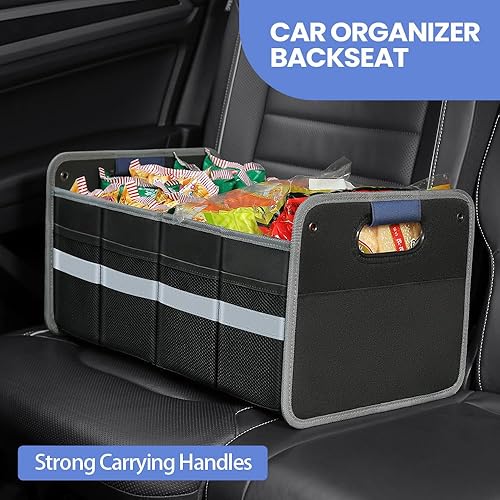 Miniatura 8 de Organizador de maletero de automóvil para SUV, organizador de almacenamiento de automóvil, asas reforzadas, plegable, multicompartimento, plegable e