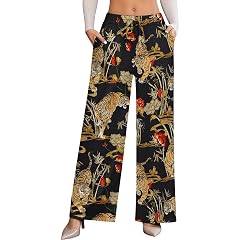 Cheetah Stretch High-Waisted Wide-Leg Pants Womens Versatile Casual Wear2XL