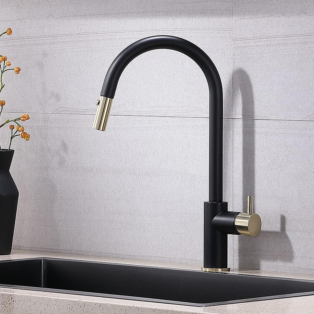 VESLA HOME Commercial Single Handle Pull Down Out Sprayer Spring Stainless Steel Kitchen Faucet, Brushed Nickel Kitchen Sink Faucet